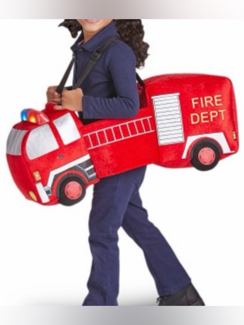 I Want To Be Plush Fire Truck Lights Sound Wearable Costume Toddler red
